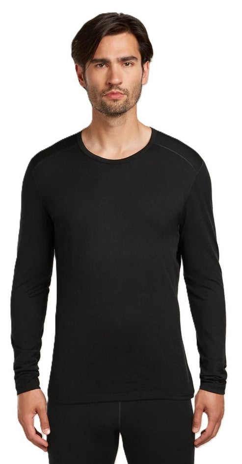 A man wearing a long-sleeved black shirt.