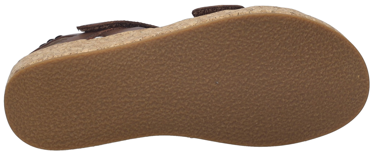 The sole of a brown shoe.