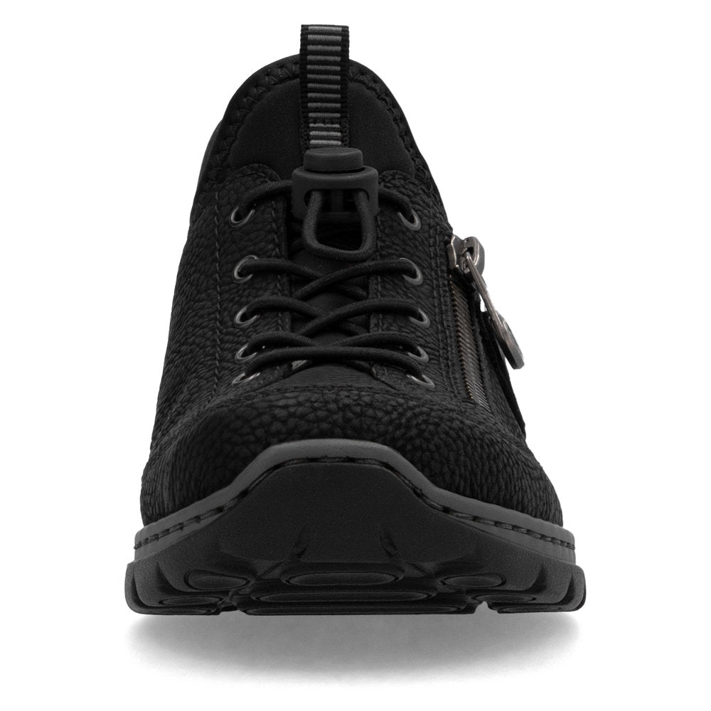 Black lace-up sneaker with zipper detail