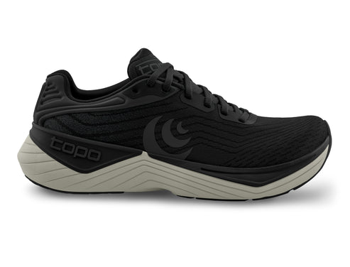 Black running shoe with visible logo.