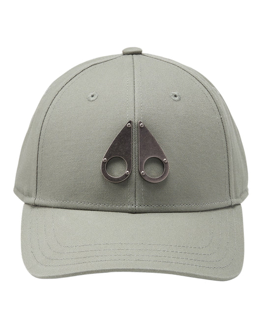 Gray baseball cap with metal detail on front