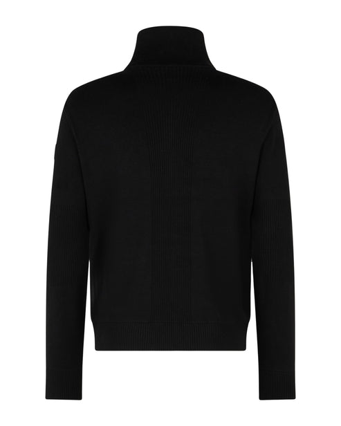 Black long-sleeved turtleneck sweater.