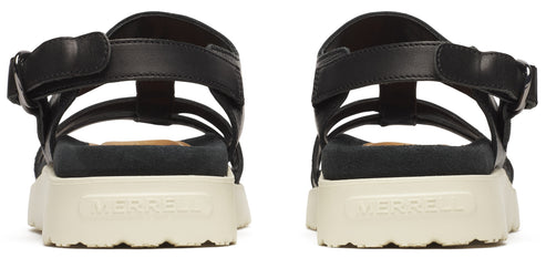 A pair of sandals with thick, light-colored soles and black straps.