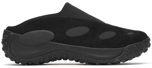 Black slip-on shoe with hole accents and a chunky sole.