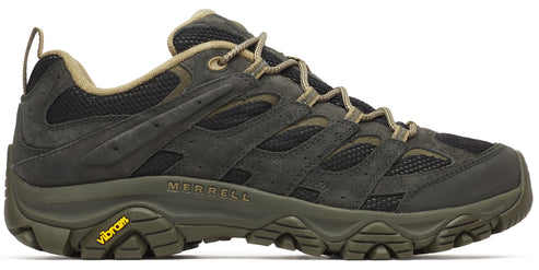 Olive-green hiking shoe with vibram soles.