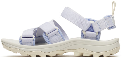 Lavender sandal with adjustable straps.
