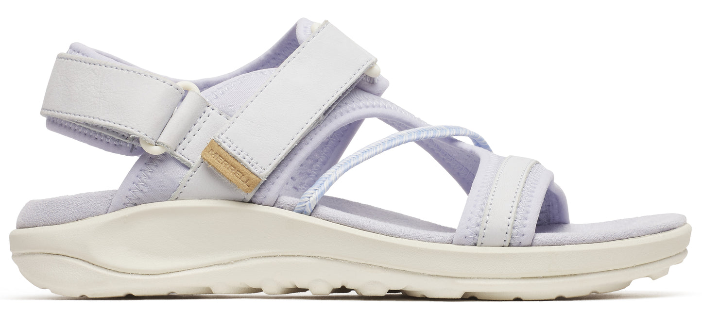 White adjustable strap sandals with a platform sole.