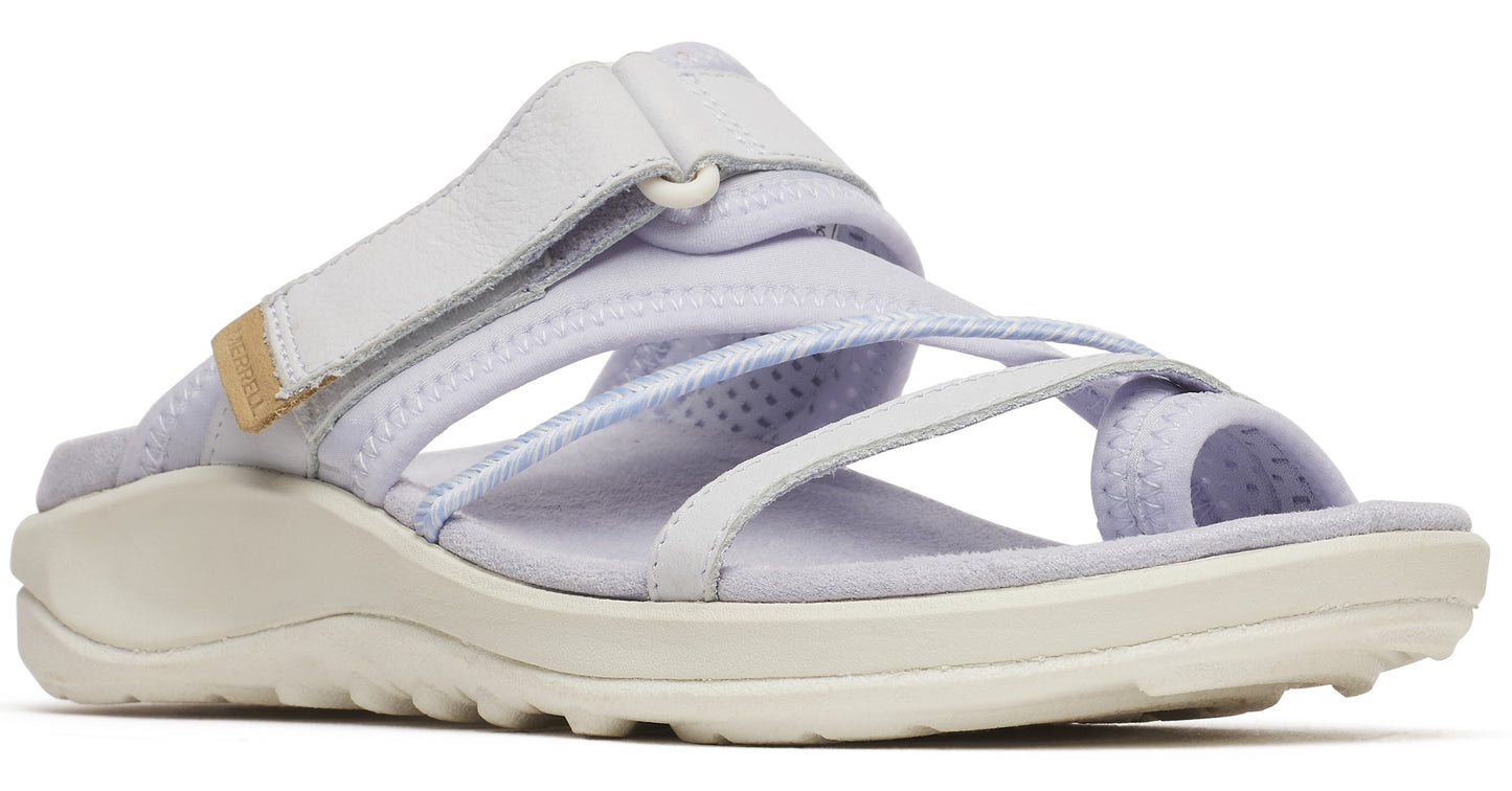 Light purple sandal with toe loop, wide strap, and ivory midsole.