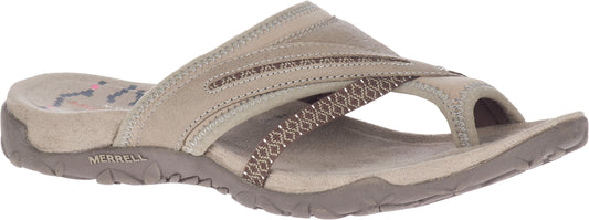 A light brown sandal.