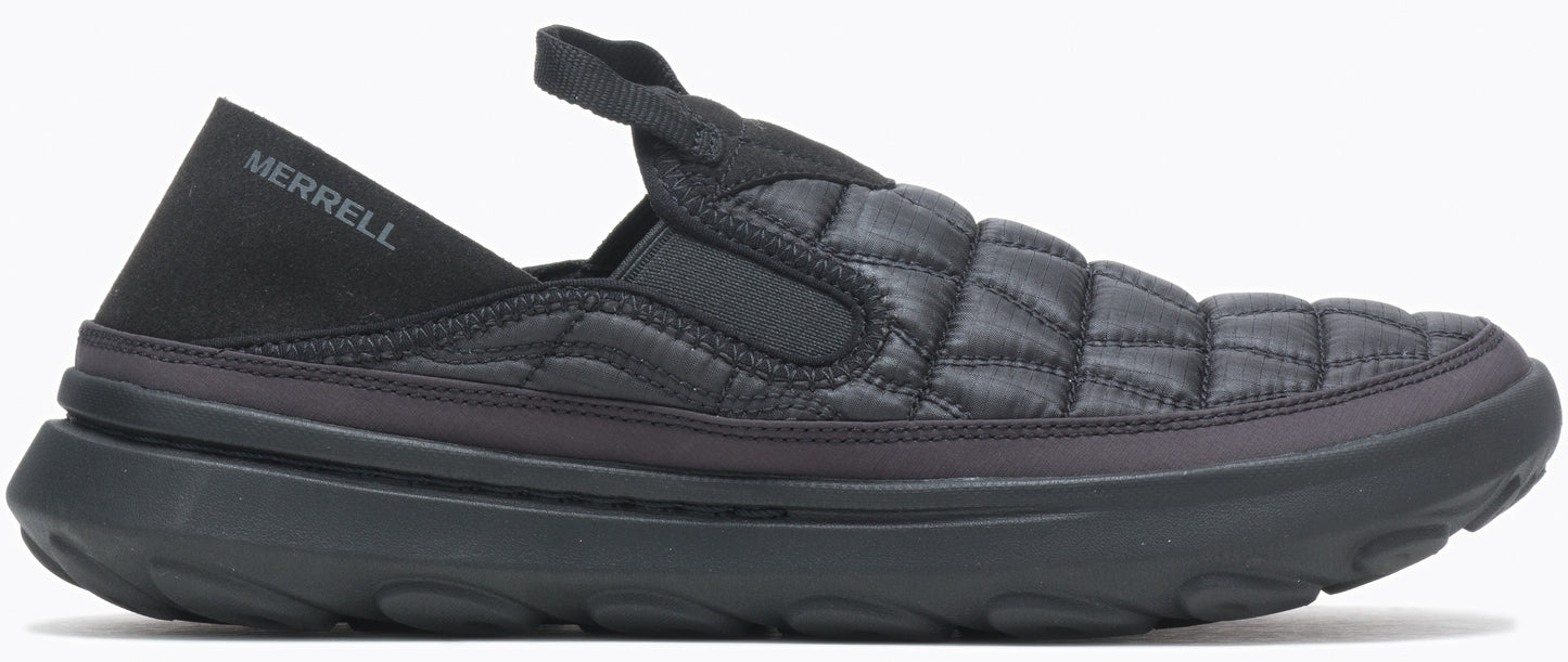 A black slip-on sneaker with MERRELL brand mark on the heel.