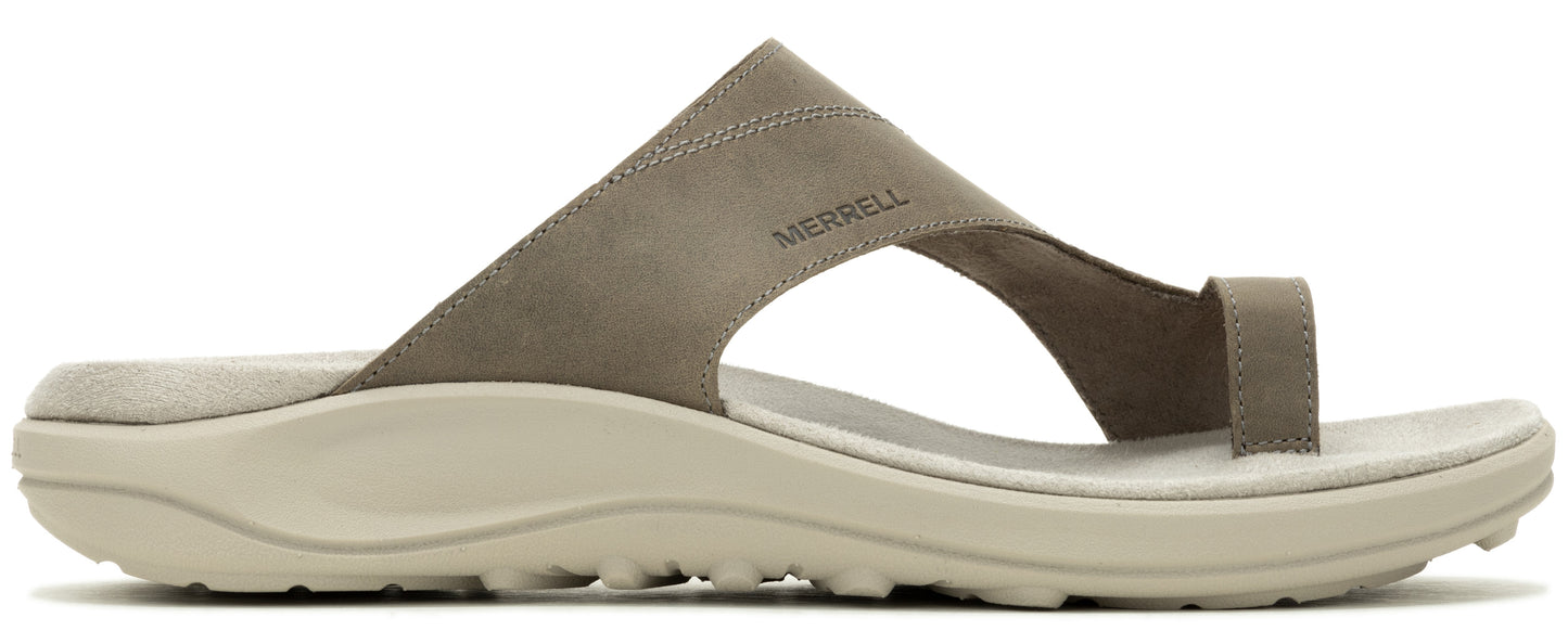 A grey sandal with toe loop.
