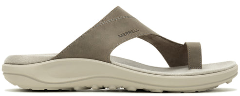 A grey sandal with toe loop.