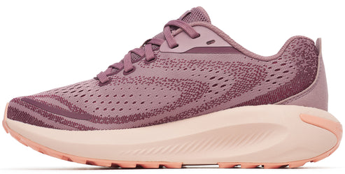 Mauve running shoe with perforated design and light pink sole.