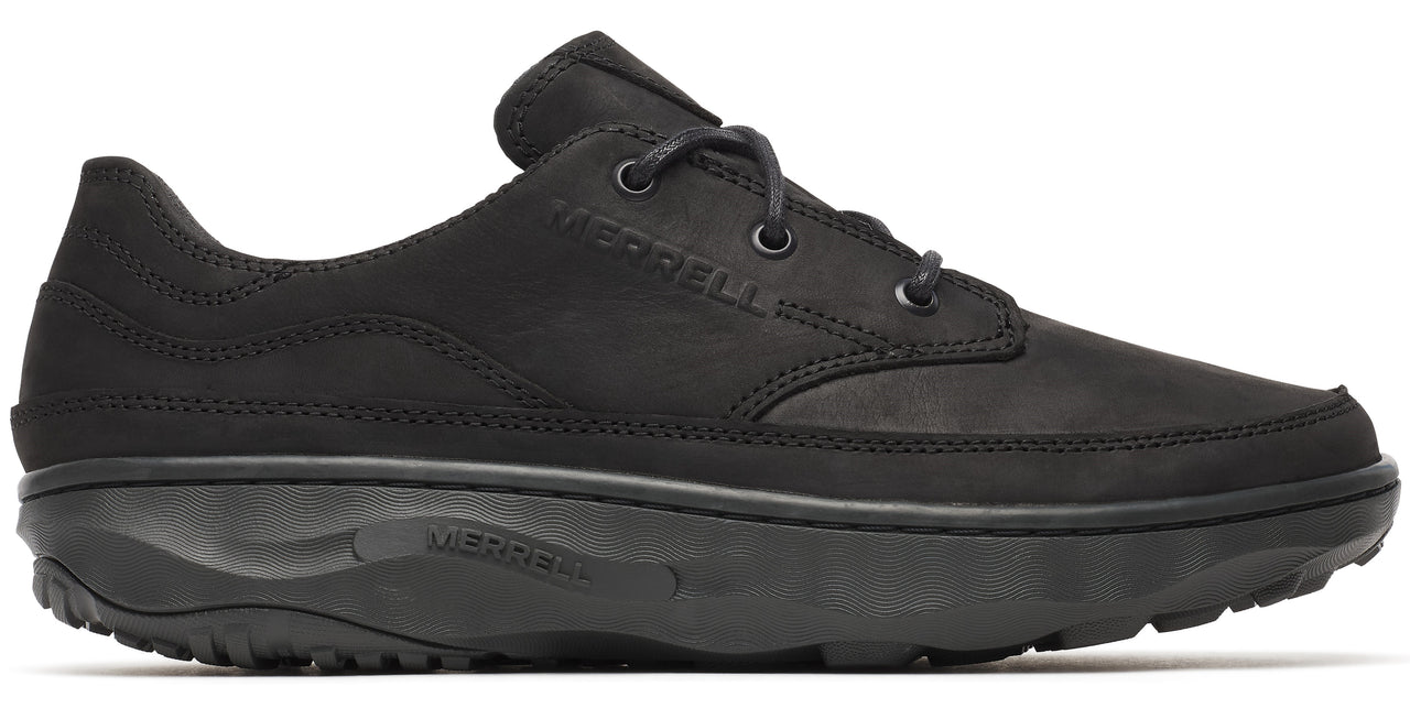 Black shoe with thick sole.