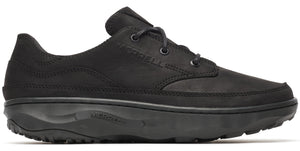 Black shoe with thick sole.