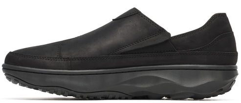 Black slip-on shoe with thick sole.