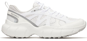 A white sneaker with the text "MERRELL" on the side.