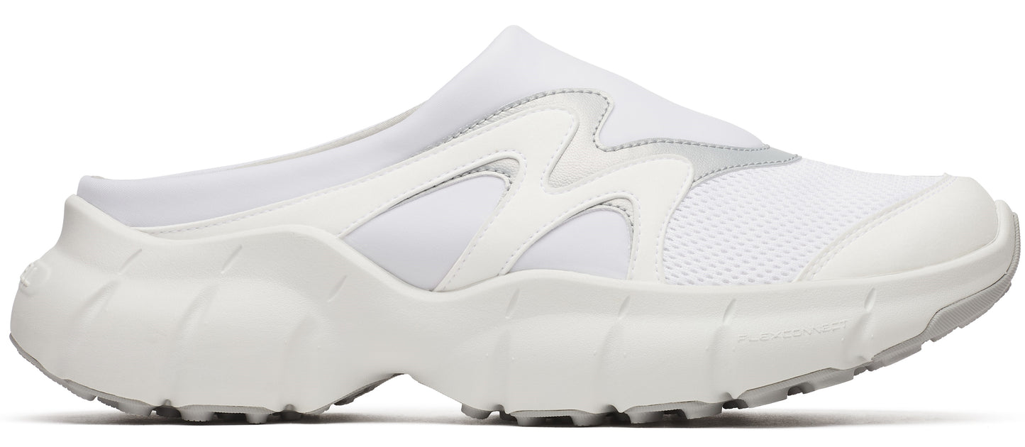 A white slip-on sneaker with a chunky sole.