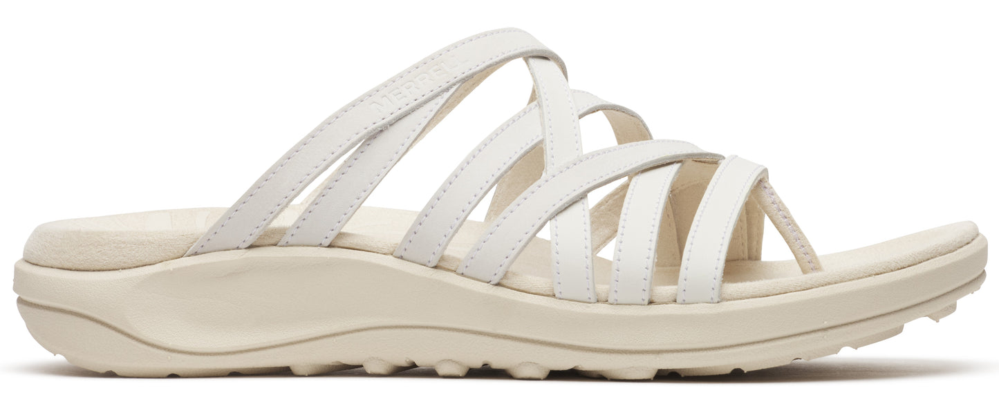 White sandal with multiple straps.