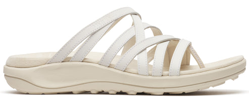 White sandal with multiple straps.