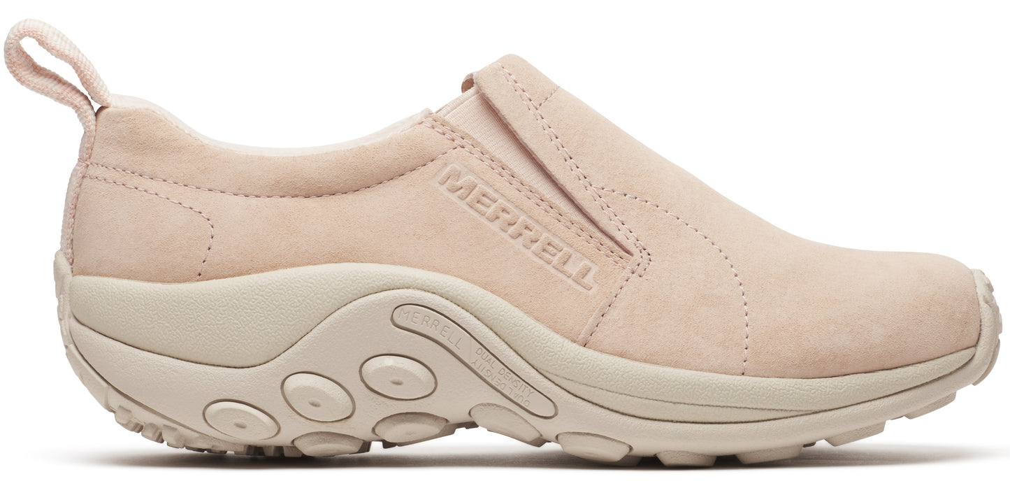 Slip-on shoe in light pink with a cushioned sole and pull tab.