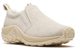 Beige slip-on shoe with a thick, patterned sole and the word "MERRELL" embossed on the side.