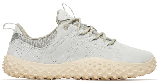 Light grey sneaker with a textured sole and subtle decorative stitching.