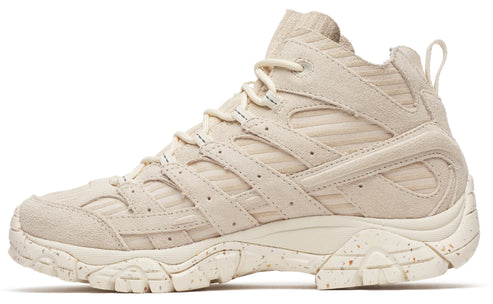 Beige high top sneaker with a chunky sole, suede accents and lace-up closure.