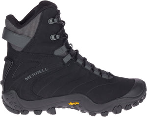 Black high-top boot with gray accents and "MERRELL" printed on the side.