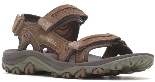 Brown sandal with three velcro straps