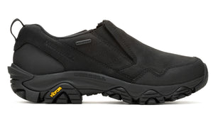 Black slip-on shoe with thick Vibram sole and pull tab.