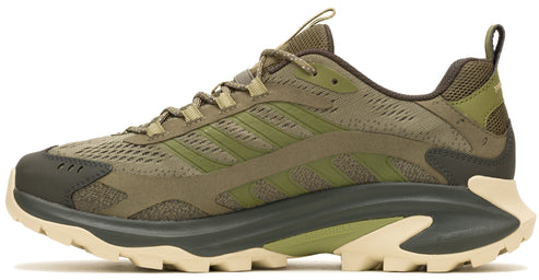 Olive-green sneaker with a lug sole and lace-up closure.