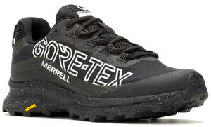 Black trail running shoe with "GORE-TEX" and "MERRELL" text.