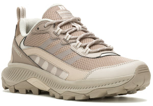 Tan hiking shoe with breathable mesh, supportive overlays, and a chunky lugged outsole.