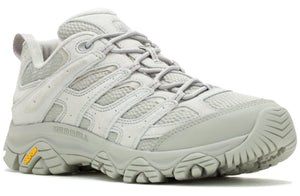 Light gray hiking shoe with laces and thick treaded sole