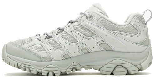 A light gray hiking shoe with a lugged sole and lace-up closure.