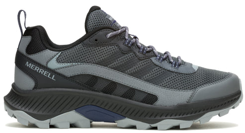Black and gray hiking shoe with "MERRELL" visible on the side.