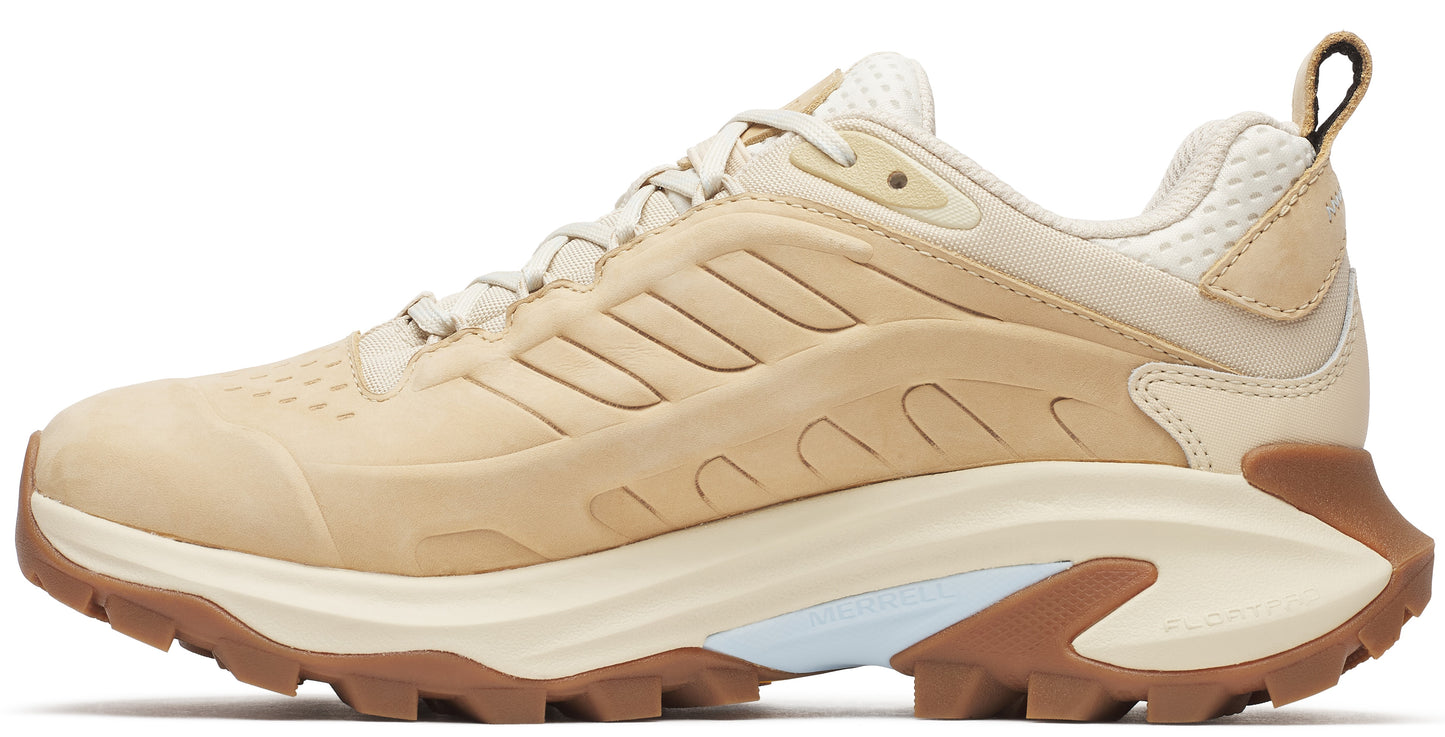 Tan athletic shoe with a thick, textured sole and lace-up closure.
