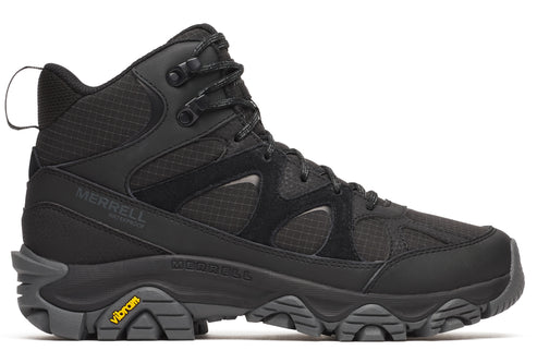 Black hiking boot with high ankle support and Vibram sole