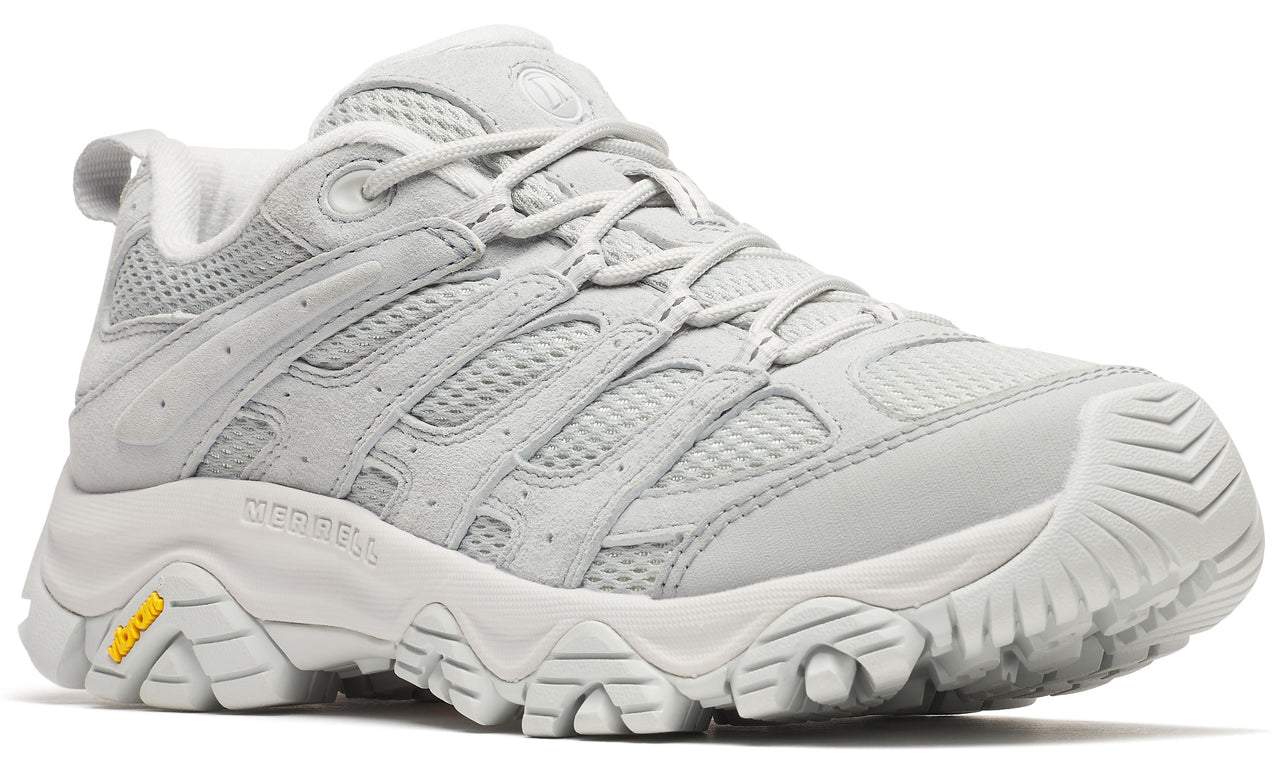 Low-top hiking shoe in gray with thick treaded sole.
