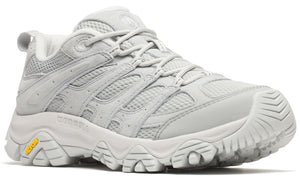 Low-top hiking shoe in gray with thick treaded sole.