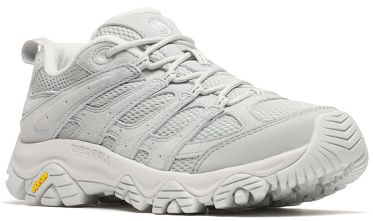 Low-top hiking shoe in gray with thick treaded sole.