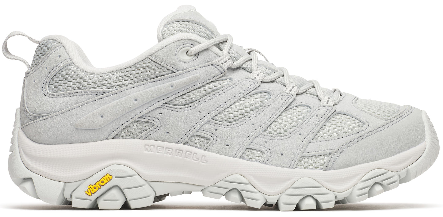 A low-top off-white trail running shoe with a thick rubber sole.