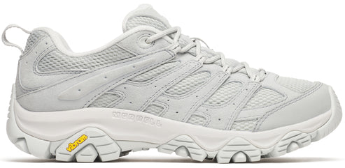 A low-top off-white trail running shoe with a thick rubber sole.