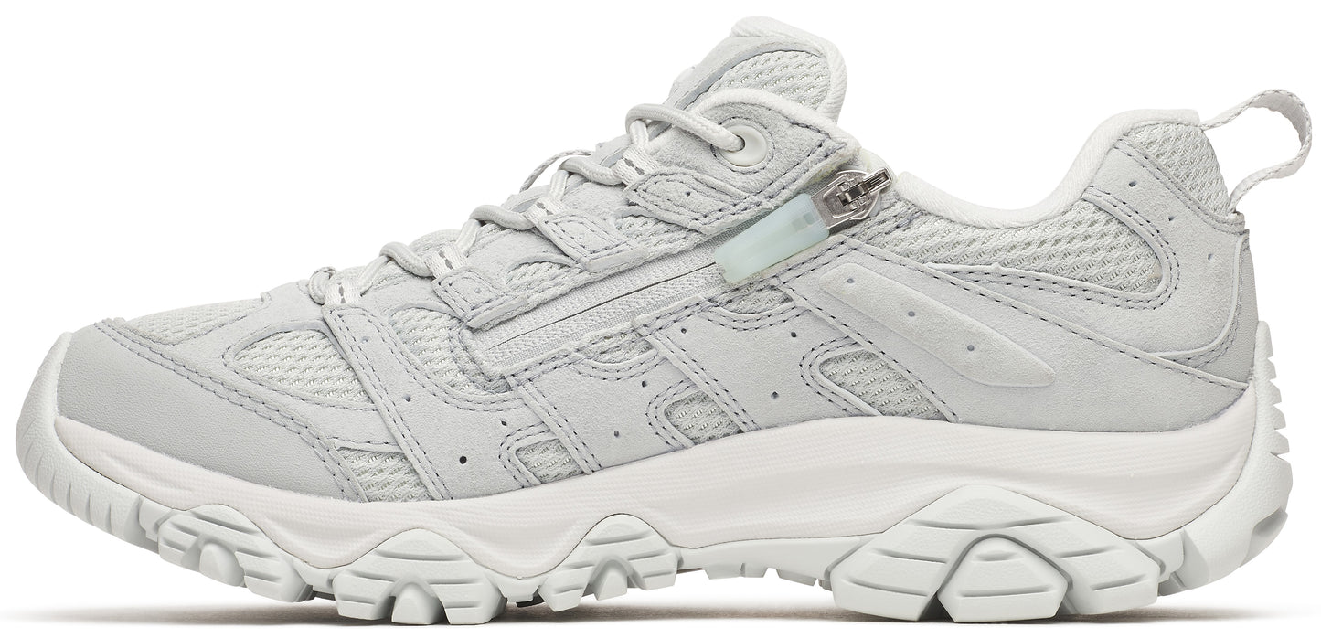 A light gray sneaker with a mesh upper and a thick, white sole.