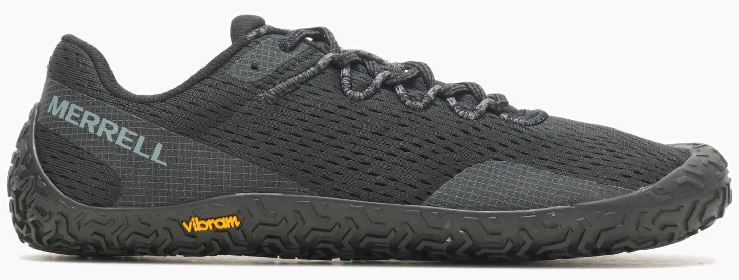 A black athletic shoe with MERRELL branding.