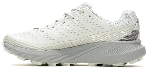 Light grey running shoe with PEAKS text.