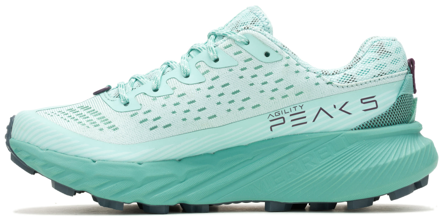 A light green running shoe with the words "ABILITY PEAKS 5" printed on the side.