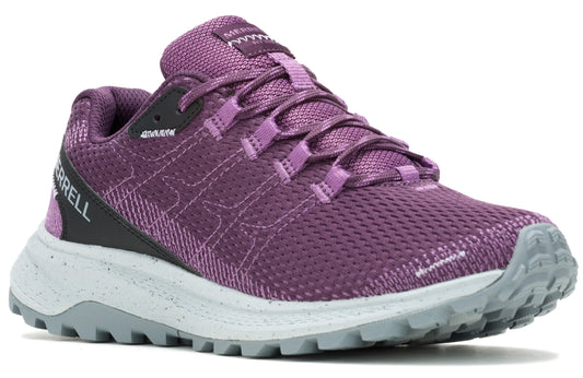 Purple hiking shoe with gray soles and black accents