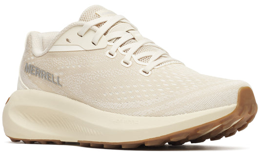 Beige running shoe with gum sole and "MERRELL" branding on the side.